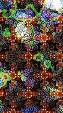 Kahverengi ve siyah renklere karalamalar çizilmiş çiçek deseni. Raster illüstrasyonu.