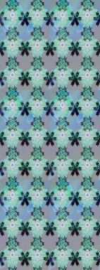 Çok mavi, zarif küçük çiçekler ve mavi renkli komik böcekler, raster desen, illüstrasyon.