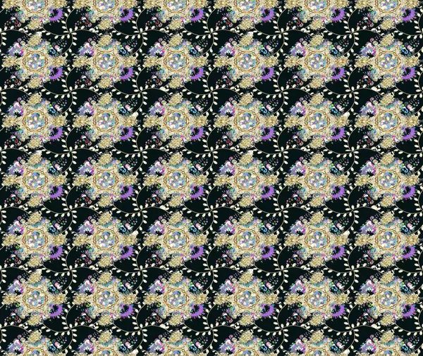 Renkli Bahar Teması eskiz kalıbı. Düz Çiçek Elementleri Tasarımı. Gri renkli şirin çiçek deseni. Raster Modaya uygun kumaş deseni.