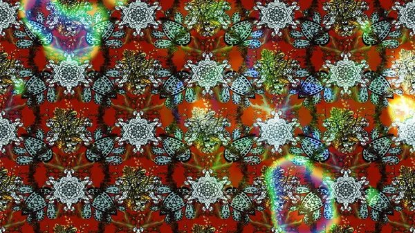 Tekstil tasarımı için kahverengi ve gri renkli geleneksel halk çiçekleri buketi. Üzerinde gelincikler ve vadi zambakları olan renkli çiçek desenli nakış..