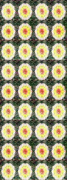 Renkli Bahar Teması eskiz kalıbı. Çiçek desenli çizim. Raster illüstrasyonu. Düz Çiçek Elementleri Tasarımı. Asya tekstil tarzında. Yeşil renkte çiçekler.