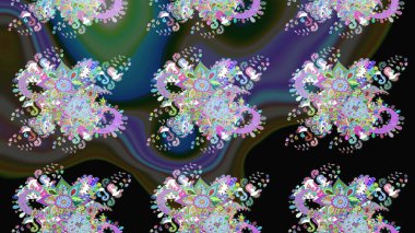 Yumuşak, bahar çiçekleri siyah ve gri renklerde. Çiçek ve yapraklı karalama şeklinde Raster çiçek deseni. Raster illüstrasyonu.