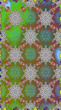 Kızılderili desenli desenli desenli şal deseni. Tekstil, tebrik kartı, boyama kitabı, telefon kılıfı baskısı için kullanılabilir. Etnik Mandala süsü. Raster Henna dövme stili.