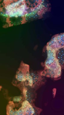 Asya tekstil tarzında. Çiçek desenli çizim. Raster illüstrasyonu. Raster illüstrasyonu. Gri renkli çiçekler.