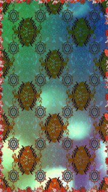 Yeşil ve mavi çiçekli kusursuz desen, suluboya çiçek deseni, sevimli çiçek, duvar kağıdı, kart veya kumaş için fayanslı. Raster - stok.