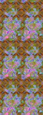 Yeşil ve kahverengi renklerde. Çiçek buketleriyle klasik bir eskiz şekli. Raster illüstrasyonu.