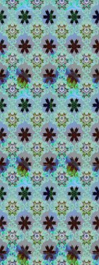 Soyut etnik raster çizim kalıbı. Arkaplan dokusu, duvar kağıdı, mavi ve nötr renklerde çiçek teması. Kabile sanatı boho baskısı, klasik çiçek arkaplanı.