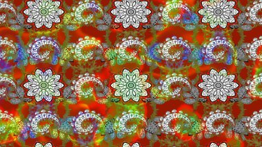 Düz Çiçek Elementleri Tasarımı. Renkli Yaz Temalı eskiz kalıbı. Raster Illustrasyon 'daki Çiçek Deseni' nin son moda çizimi. Kahverengi ve gri renkte çiçekler.