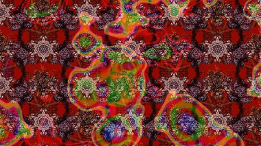 Motley illüstrasyonu. Küçük çiçekte güzel bir desen. Robot resim. Çiçekli bahar çiçekleri. Moda baskıları için zarif bir şablon. Küçük renkli çiçekler..