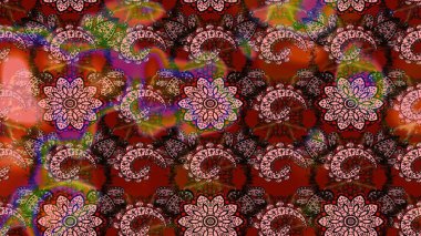 Çizgi çizimi kalıbı. Şirin çiçekler. Raster Moda kumaş deseni.