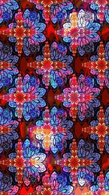 Suluboya etkisi. Organik elementler. Raster deseni. Botanik çizim deseni.