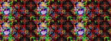 Raster illüstrasyonundaki çiçek desenli çizim. Kahverengi ve siyah renkte çiçekler.