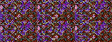 Çiçekli karalama şeklinde Raster çiçek deseni. Yumuşak, bahar çiçekli arka plan. Kahverengi ve kırmızı renkte çiçekler.