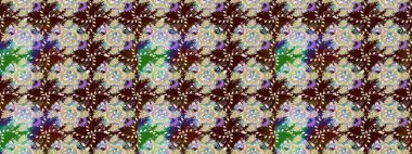 Raster - stok. Kahverengi çiçekli eskiz deseni, suluboya çiçek deseni, sevimli çiçek, duvar kağıdı, kart veya kumaş için fayanslı.