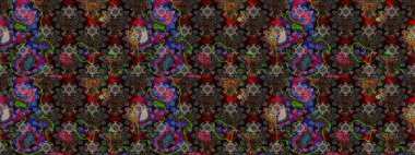 Organik motif arka planı. Çizim kalıbı. Raster illüstrasyonu. Ultraviyole kumaş deseni.