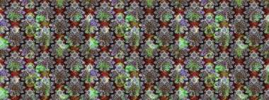 Gri ve kahverengi renkli güzel çiçekli eskiz deseni, suluboya çiçek deseni, duvar kağıdı, kart veya kumaş için fayanslı. Raster..