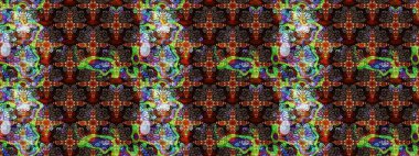 Güzel kumaş deseni. Asya tekstil tarzında. Çiçek desenli çizim. Düz Çiçek Elementleri Tasarımı. Renkli Bahar Teması eskiz kalıbı. Raster illüstrasyonu.