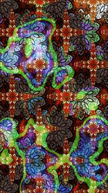 Çiçek buketleriyle klasik bir eskiz şekli. Kahverengi ve siyah renklerde. Raster illüstrasyonu.