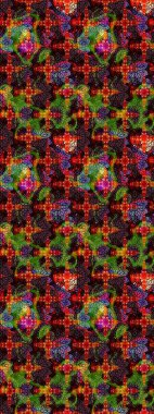 Raster illüstrasyonu. Çiçek buketleriyle klasik bir eskiz şekli. Kahverengi ve siyah renklerde.