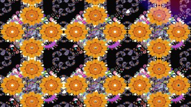 Hediye ambalaj kağıdı, tebrik kartları, posterler ve pankart tasarımı. Siyah renkli çiçekler. Raster düz çiçek çizim deseni.