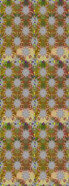 Düz Çiçek Elementleri Tasarımı. Kahverengi ve gri renkli çiçekler. Renkli Yaz Temalı Kusursuz Arkaplan. Raster illüstrasyonunda trendsiz çiçek deseni.