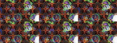 Renkli çiçek desenli çizim. Suluboya tarzında renkler üzerine çiçekler.