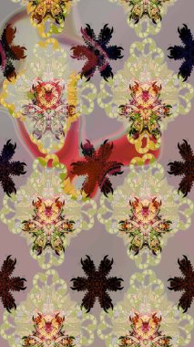 Bej renkli çiçekler. Raster illüstrasyonu. Çizim çiçek deseni duvar kağıdı için kullanılabilir.