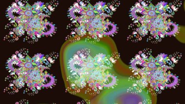 Moda baskıları için zarif bir şablon. Halk tarzı. Parlak renkli çiçekleri ve gri renkli yaprakları olan harika bir çiçek deseni. Modern çiçek arkaplanı.