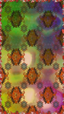 Düz Çiçek Elementleri Tasarımı. Renkli Bahar Temalı Kusursuz Arkaplan. Raster..