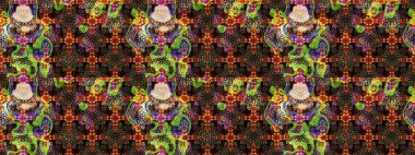 Tekrar eden çiçek arkaplanı, zarif kahverengi ve siyah çiçek duvar kağıdı. Kahverengi ve siyah renkler üzerine çiçek desenli eskiz, el yapımı papatyalar, papatyalar..