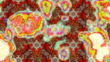 Raster illüstrasyonu. Kahverengi ve nötr renklere karalamalar çizilmiş çiçek deseni.