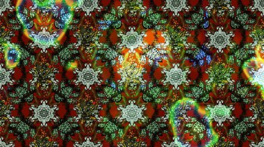 Raster deseni. Raster illüstrasyonu. Küçük çiçekteki sevimli çiçek deseni. Yeşil ve kahverengi renkte yaz çiçekleri..