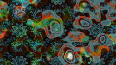 Küçük çiçekteki sevimli çiçek deseni. Robot resim. Raster illüstrasyonu.