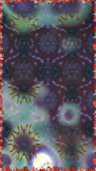 Elle boyanmış suluboya, dikişsiz çiçekler ve bitkiler. Gri renkli çiçekler.