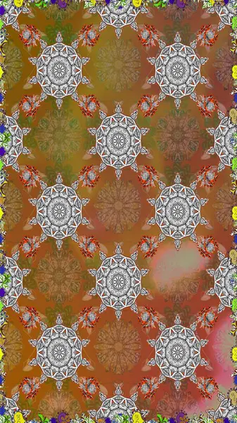 Kahverengi ve gri renkli çiçekler. Raster illüstrasyonunda kusursuz çiçek deseni.