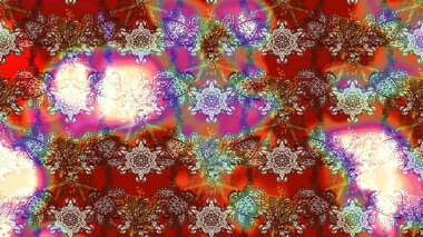 Çiçeksel fantezi tasarımı ve parlak bir arka plan çizimi. Düz Çiçek Elementleri Tasarımı. Renkli Bahar Teması çizim şablonu.