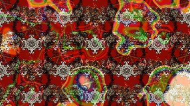 Raster deseni. Nazik, yaz çiçekleri kahverengi ve kırmızı renklerde. Raster illüstrasyonu. Küçük çiçekte sevimli çiçek deseni var..