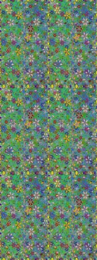 Kusursuz bir arka plan modeli. Çiçekler yeşil ve maviye. Suluboya, elle çizilmiş. Raster stoku.