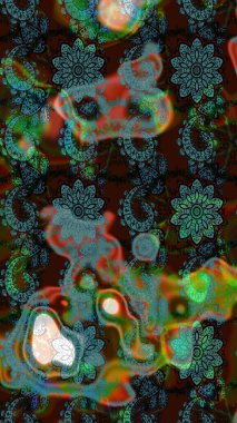 Beautiful fabric pattern. Raster watercolour floral pattern, delicate flowers, brown and blue flowers, greeting card template.