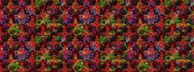 Siyah ve kahverengi renkte çiçekler. Raster illüstrasyonunda çiçek deseni çizimi.