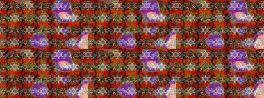 Kahverengi ve kırmızı renkte çiçekler. Renkli bahar temalı eskiz kalıbı. Düz Çiçek Elementleri Tasarım Raster illüstrasyonu. Çiçekli çiçek deseni, suluboya..