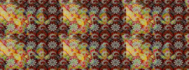 Kahverengi ve gri çiçekli eskiz deseni, suluboya çiçek deseni, sevimli çiçek, duvar kağıdı, kart veya kumaş için fayanslı. Raster - stok.