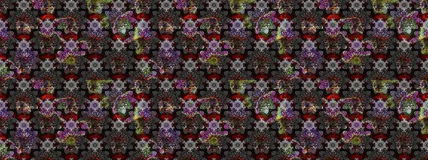 Raster Illustrasyon 'daki Çiçek Deseni' nin son moda çizimi. Güzel kumaş deseni. Renkli Yaz Temalı eskiz kalıbı. Düz Çiçek Elementleri Tasarımı.