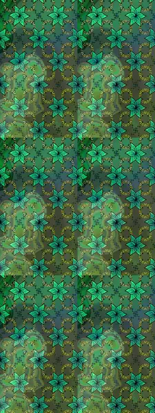 Raster illüstrasyonu. 3D çiçekler, eskiz. Yeşil renklerde.