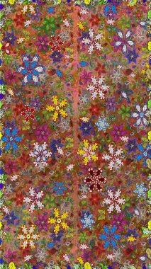 Şirin, zarif çiçekler Raster illüstrasyonu. Tekstil için figür. Davetiye ve kartpostal tasarımı için dekoratif çiçek unsurları. Poster ya da kapak için arka plan. Yapraklı kusursuz desen.