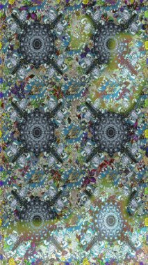 Çiçek deseni. Düz Çiçek Elementleri Tasarımı. Raster illüstrasyonu. Renkli Bahar Temalı Kusursuz Arkaplan. Kusursuz Chichi kumaş deseni..