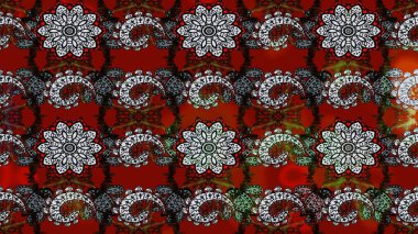 Suluboya tarzında gri ve kırmızı renkte çiçekler. Raster illüstrasyonunda çiçek deseni çizimi.