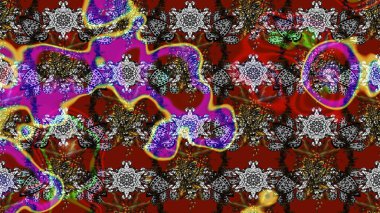 Raster illüstrasyonu. Gri ve kırmızı renklerde. 3D çiçekler, çizim.