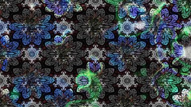 Çiçek desenli eskiz. Gömlek baskısı için çiçek boyası. Siyah ve gri renkte çiçekler.