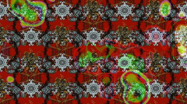 Raster illüstrasyonu. Kırmızı ve kahverengi renkte çiçekler. Çizim çiçek deseni duvar kağıdı için kullanılabilir.